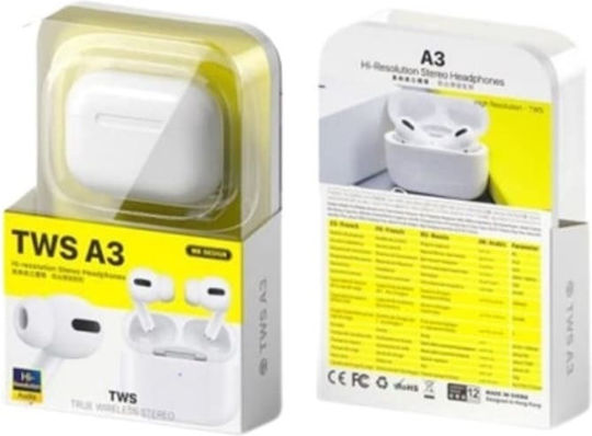 WK TWS A3 In-ear Bluetooth Handsfree Earphones with Charging Case White
