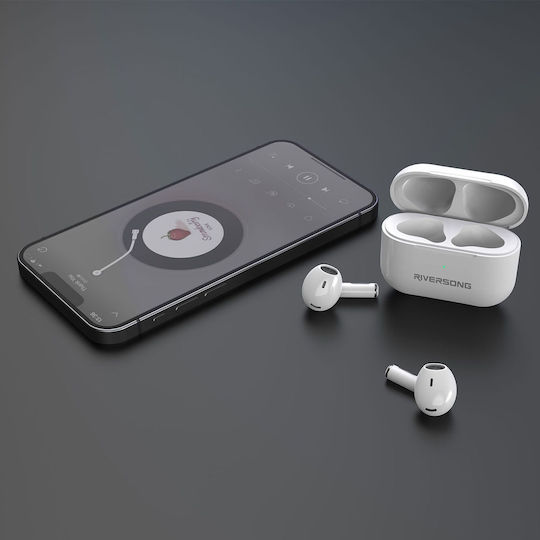 Riversong Air Mini Pro Earbud Bluetooth Handsfree Ακουστικά με Θήκη Φόρτισης Λευκά