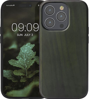 KWmobile Wooden Back Cover Dark Green (iPhone 14 Pro)