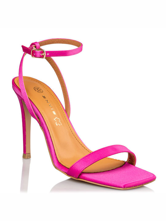 Envie Shoes Material textil Sandale dama cu Subțire Toc Inalt in Culorea Roz
