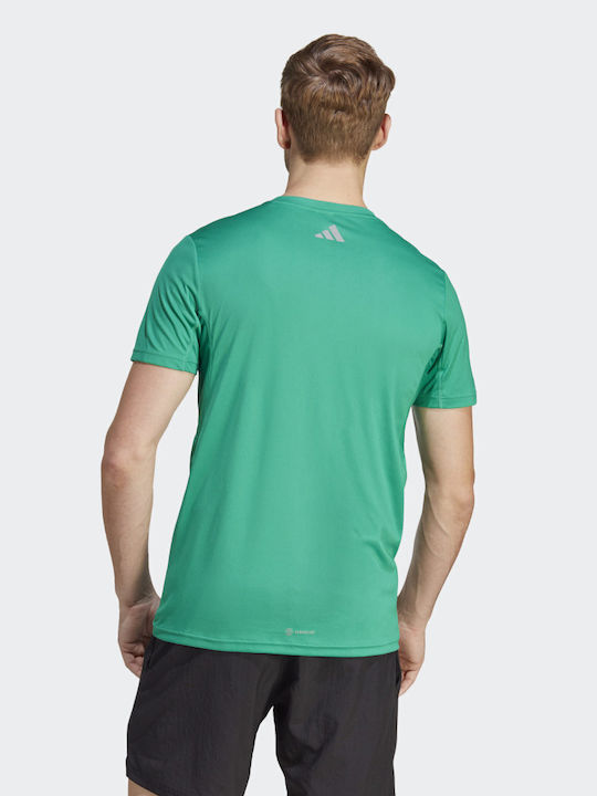 Adidas Run Icons 3 Bar Logo Αθλητικό Ανδρικό T-shirt Πράσινο με Λογότυπο