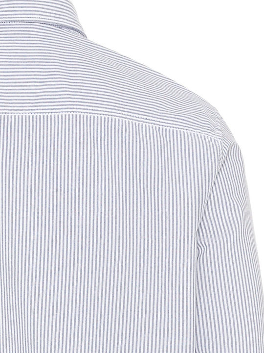Long-sleeved Cotton Shirt Striped Blue