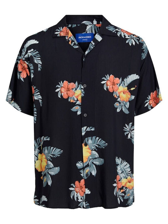 Short-sleeved Shirt Floral Black