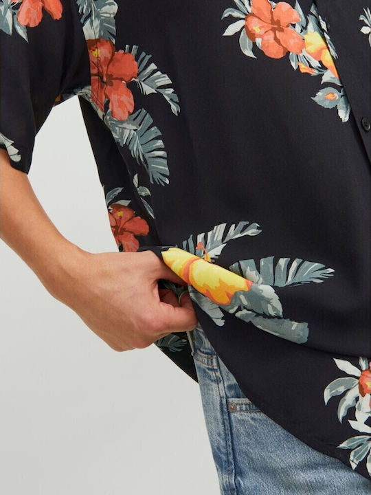 Short-sleeved Shirt Floral Black