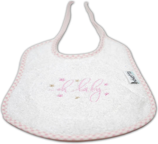 Ninetta Bebe Σαλιάρα από 100% Βαμβάκι με Κορδόνι Oh Baby Ροζ για 0 m+