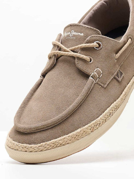 Maoui Sailor Men's Leather Boat Shoes Beige
