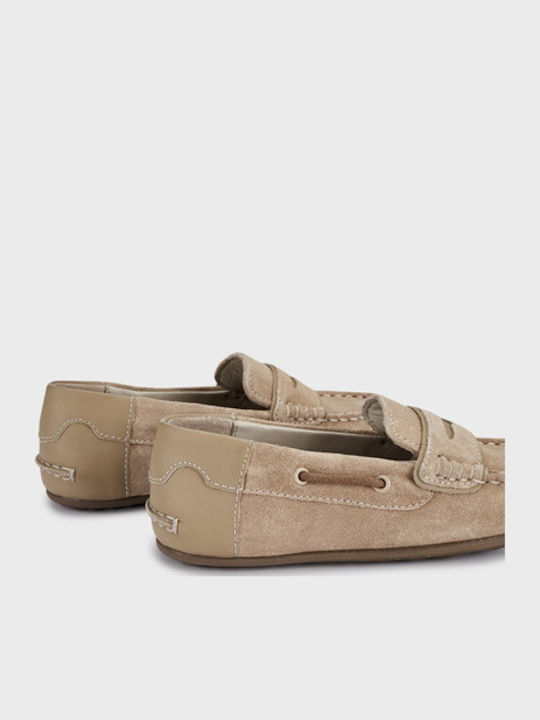 Leather Slip-On Moccasins Beige