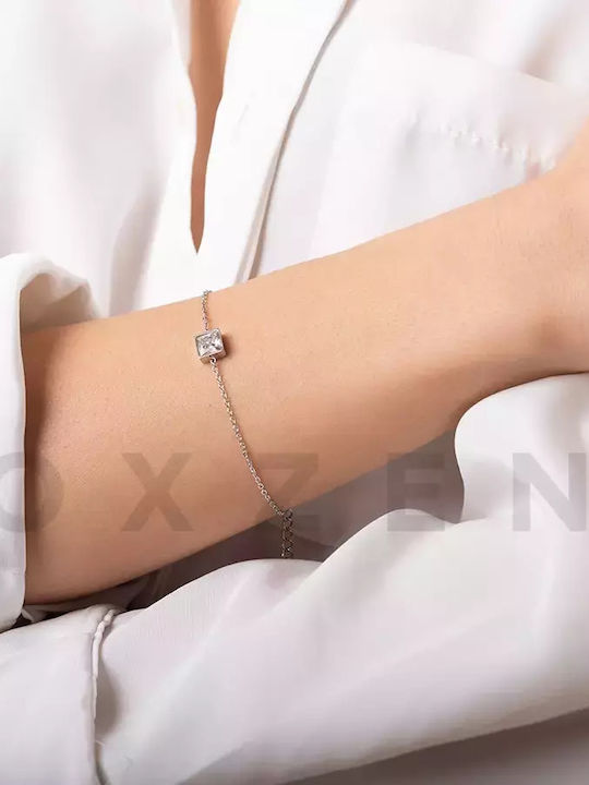 Oxzen Women's Chain Bracelet Made of Steel with Zircon 21cm