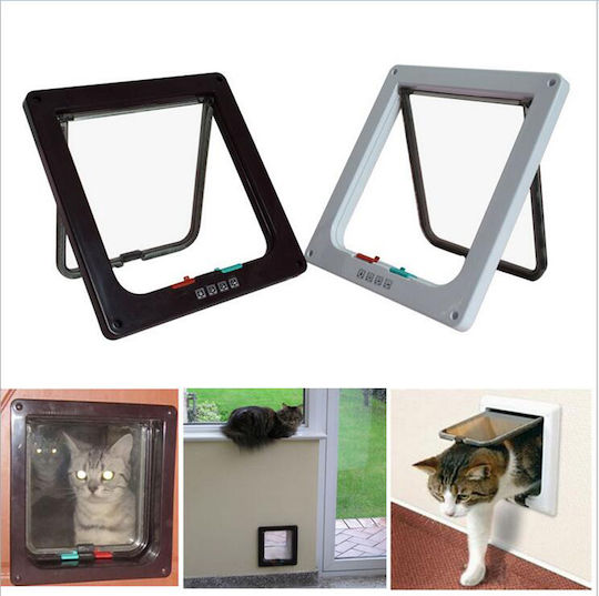 M-Pets 4-Way Door Dog & Cat made of Plastic in Brown Color 20 x 20 x 20cm