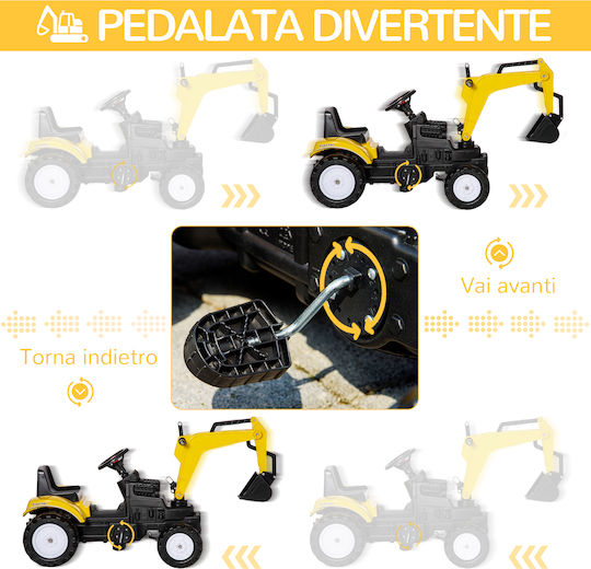 Excavator pentru copii cu pedale cu Pedale Galben