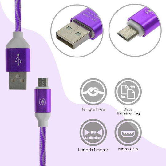 Vention Braided USB 2.0 spre micro USB Cablu Violet 1m (1018.587) 1buc