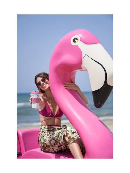 QuyCup Flamingo Κούπα Πλαστική με Καπάκι Πολύχρωμη 400ml