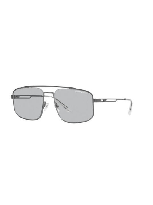 Emporio Armani Men's Sunglasses with Silver Metal Frame and Gray Lens EA2139 300387