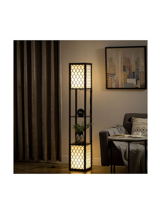 HomCom Floor Lamp H156xW26cm. with Socket for Bulb E27 Black