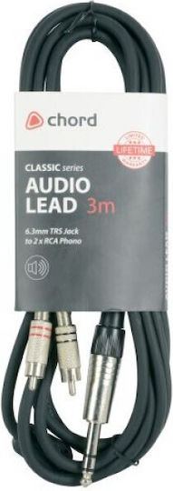 Chord Cable 6.3mm male - 2x RCA male 3m (190.016UK)