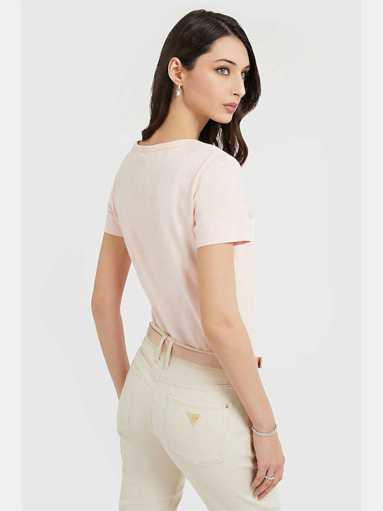 Guess W3GI21I3Z14 Damen T-Shirt mit V-Ausschnitt Rosa