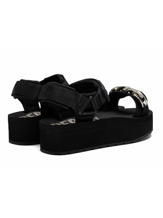 Replay Damen Flache Sandalen Flatforms in Schwarz Farbe