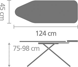 Brabantia Σιδερώστρα για Σίδερο Ατμού Σπαστή 124x45x98cm