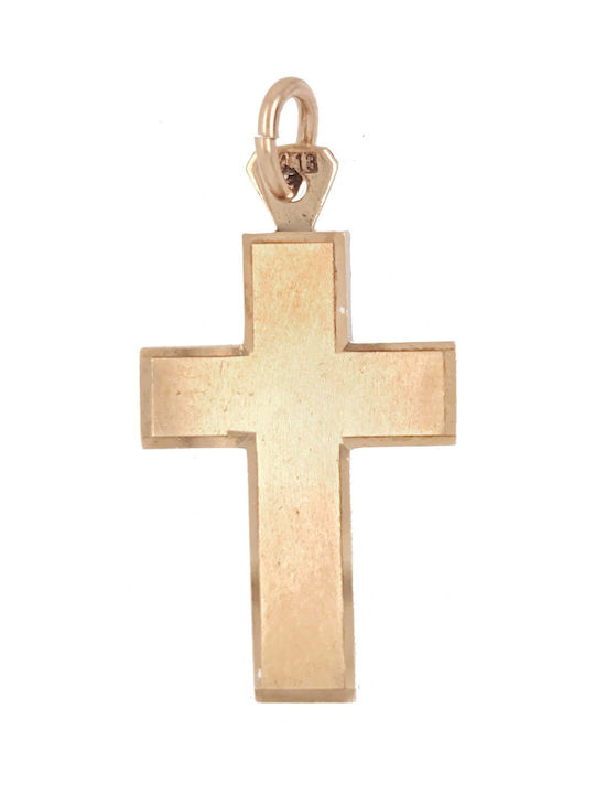 Mertzios.gr Gold Kreuz 9K Beidseitig mit dem Gekreuzigten