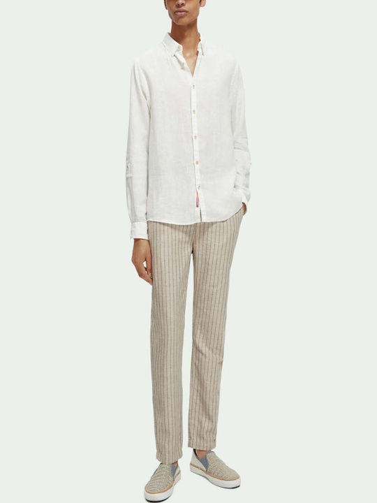 Long-sleeved Linen Shirt White