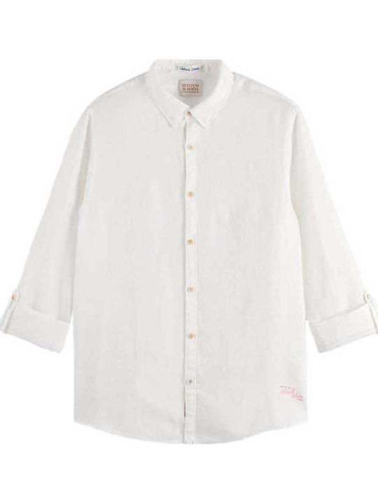 Long-sleeved Linen Shirt White