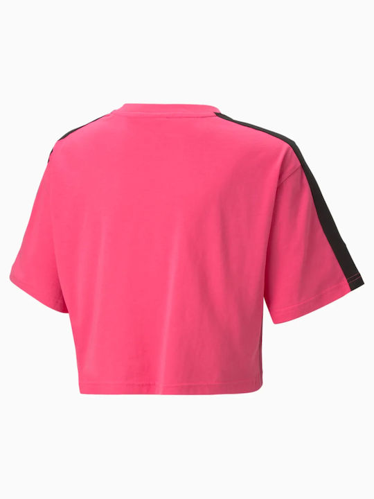 Puma Kids Crop Top Short Sleeve Fuchsia