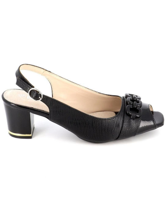 B-Soft Leather Heel with Strap Black