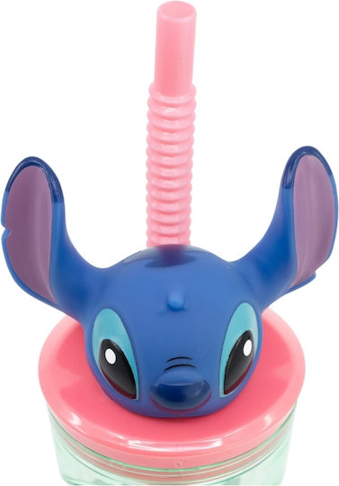 Stor Stitch Flowers Pahar pentru apa din Plastic cu pai 360ml