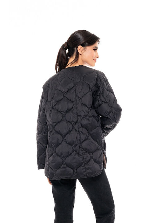 Splendid -6 Kurz Damen Puffer Jacke für Winter Schwarz