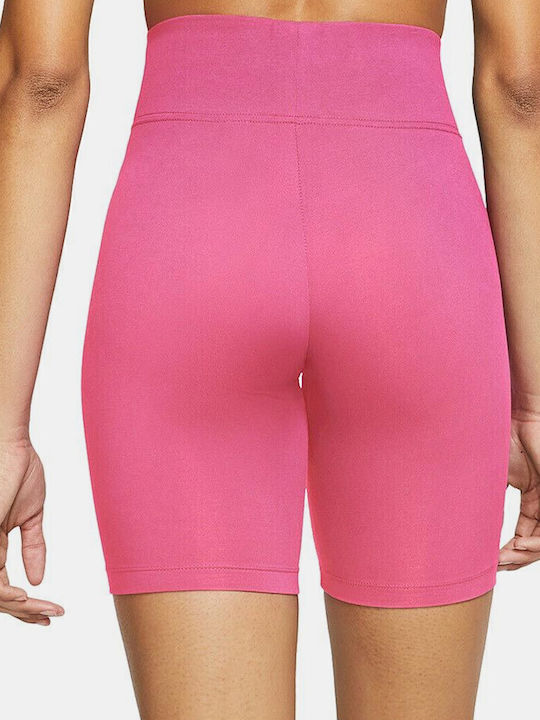 Nike Swoosh Frauen Kurze Hosen Leggings Hochgeschnitten Rosa