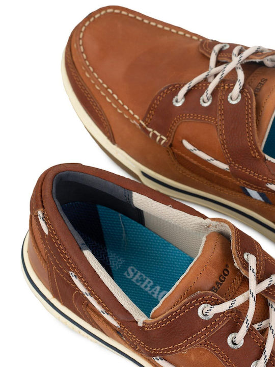 Triton Three Eyelets Men's Leather Boat Shoes Brown