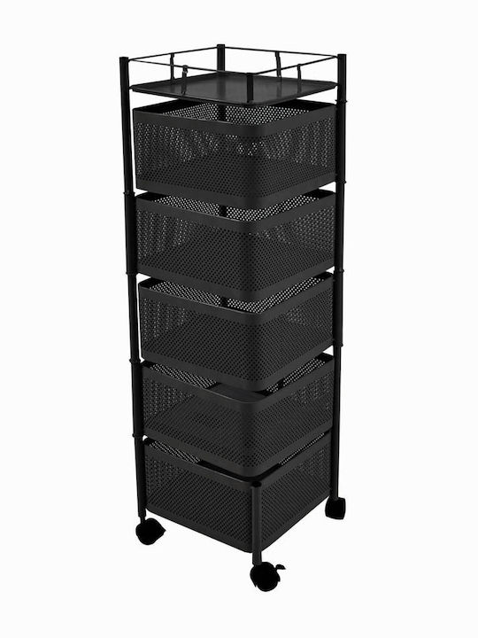 Ankor Metal Kitchen Trolley 5 Tiers Black 28x28x91cm