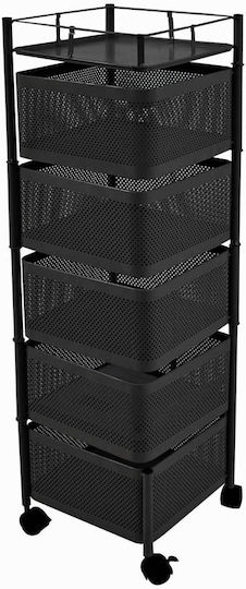 Ankor Metallisches Küchenwagen Mit 5 Ebenen Schwarz 28x28x91cm