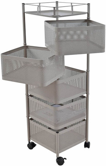 Ankor Trolley Bucătărie Metalic 5 Locuri Gri 28x28x91cm