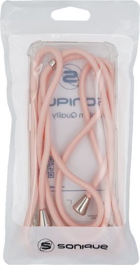Sonique Armor Back Cover Σιλικόνης με Λουράκι Διάφανο / Ροζ (Huawei P30 Pro)
