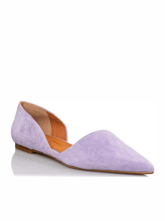 Damen Ballerinas Spitz zulaufend in Lila Farbe