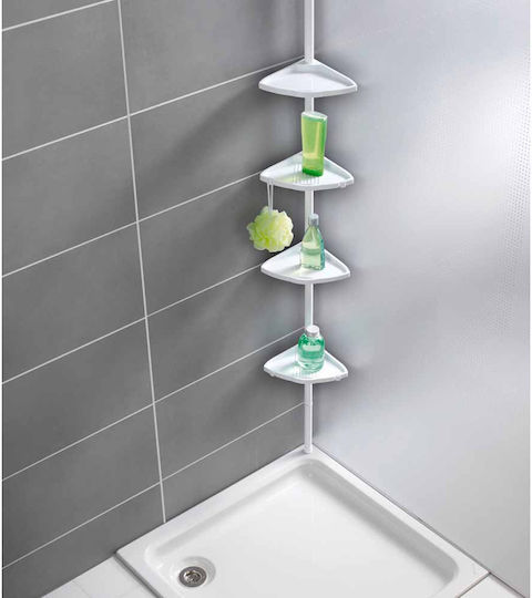 Wenko Compact Corner Floor Bathroom Shelf Plastic with 4 Shelves 26x19.5x27.5cm White