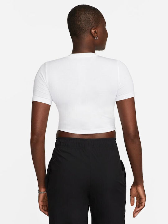 Nike Sportswear Essential Γυναικείο Αθλητικό Crop Top Κοντομάνικο Λευκό Λευκό