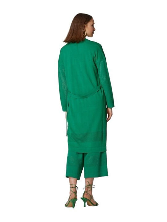 Lynne Μακριά Γυναικεία Πλεκτή Ζακέτα σε Πράσινο Χρώμα