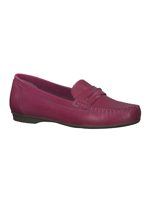 Marco Tozzi Leather Women's Loafers in Fuchsia Color