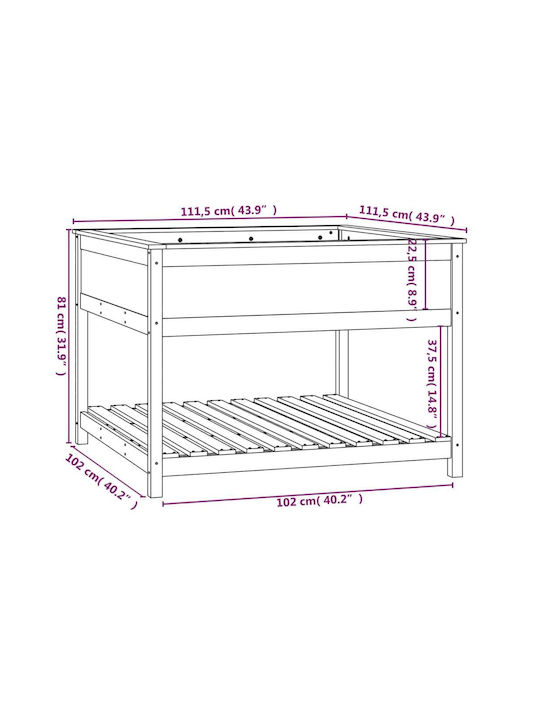 vidaXL Planter Box Wooden Gray 111.5x111.5x81cm.