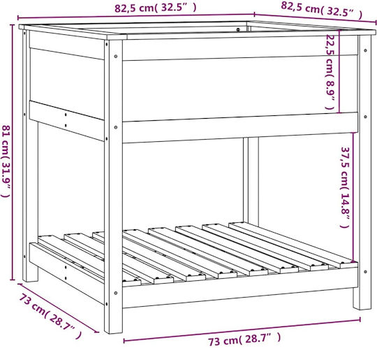 vidaXL Кутия за саксии Дърво Кафяв 82.5x82.5x81см.