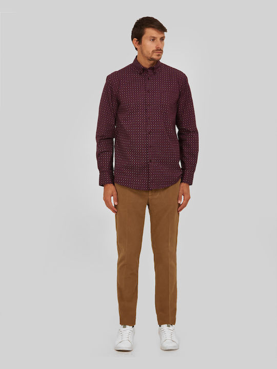 Button Down Modern Fit Shirt in Burgundy Winfield Red BUTTON - DOWN PRINT ALL DAY, BUSINESS