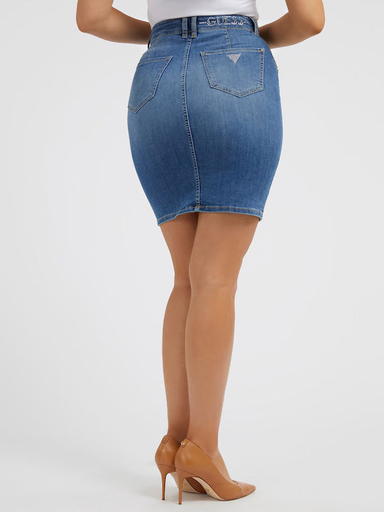 Guess Denim Fustă Midi în culoarea Albastru