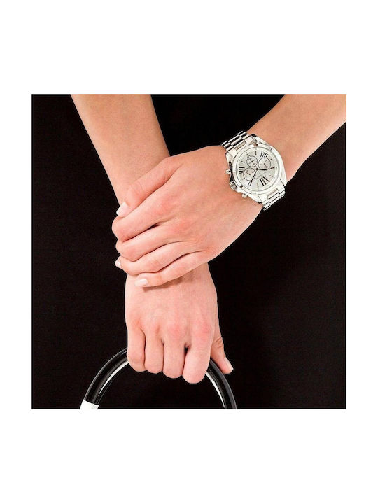 Michael Kors Bradshaw Watch Chronograph with Silver Metal Bracelet