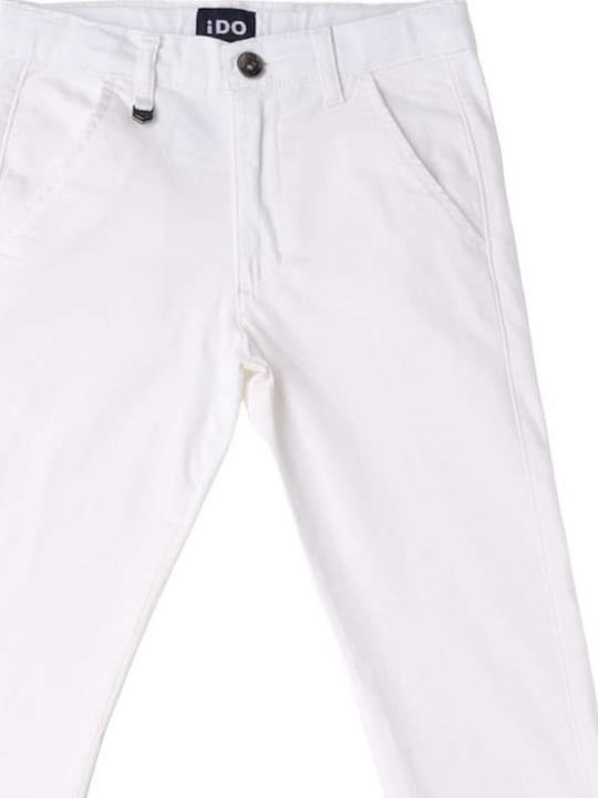 Kids' Chino Fabric Pants White