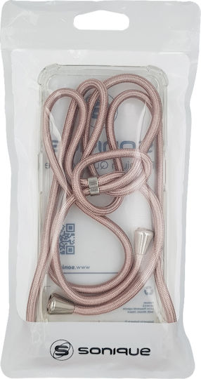 Sonique Armor Задна корица Силикон с Каишка Transparent / Pink Gold Satin (Honor 50 5G)