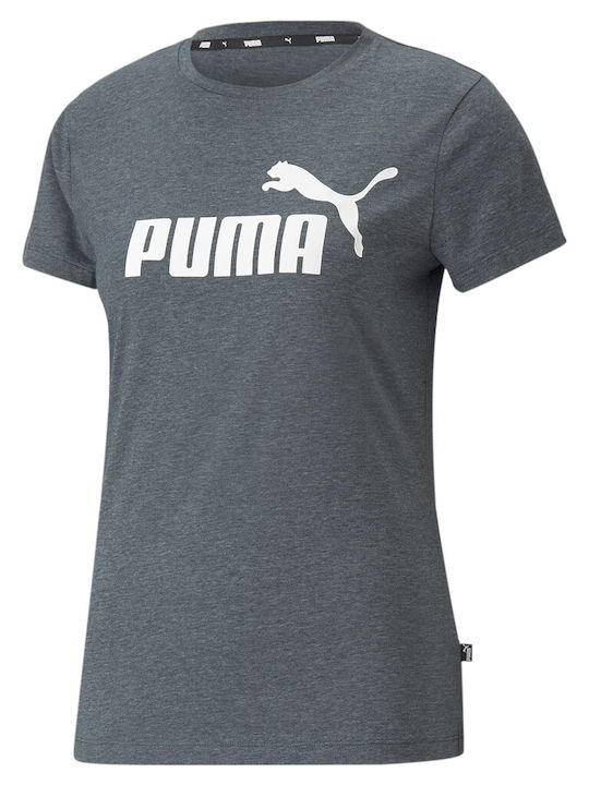 Puma Essentials Logo Heather Γυναικείο T-shirt Γκρι με Στάμπα