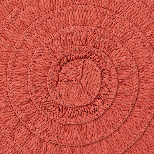 Round Wicker Placemat Braid Nat Red 38cm