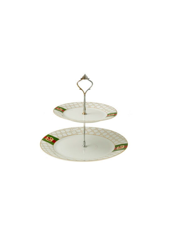 Zen Collection Εταζέρα 2 Ορόφων από Πορσελάνη Λευκή Ø26.7cm